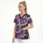 Australia Indigenous Butterflies Personalised Scrub Top Lupus Awareness Purple Ribbon Aboriginal Art