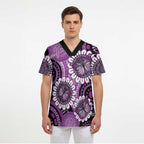 Australia Indigenous Butterflies Personalised Scrub Top Lupus Awareness Purple Ribbon Aboriginal Art
