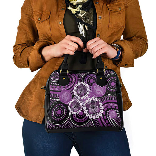 Australia Indigenous Butterflies Personalised Shoulder Handbag Lupus Awareness Purple Ribbon Aboriginal Art