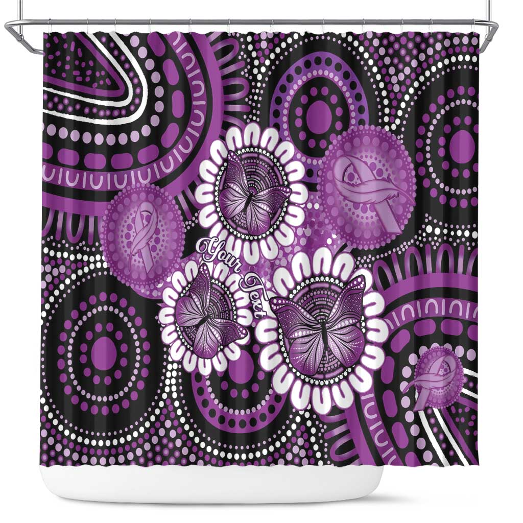 Australia Indigenous Butterflies Personalised Shower Curtain Lupus Awareness Purple Ribbon Aboriginal Art