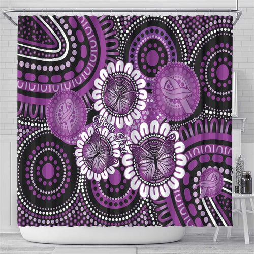Australia Indigenous Butterflies Personalised Shower Curtain Lupus Awareness Purple Ribbon Aboriginal Art
