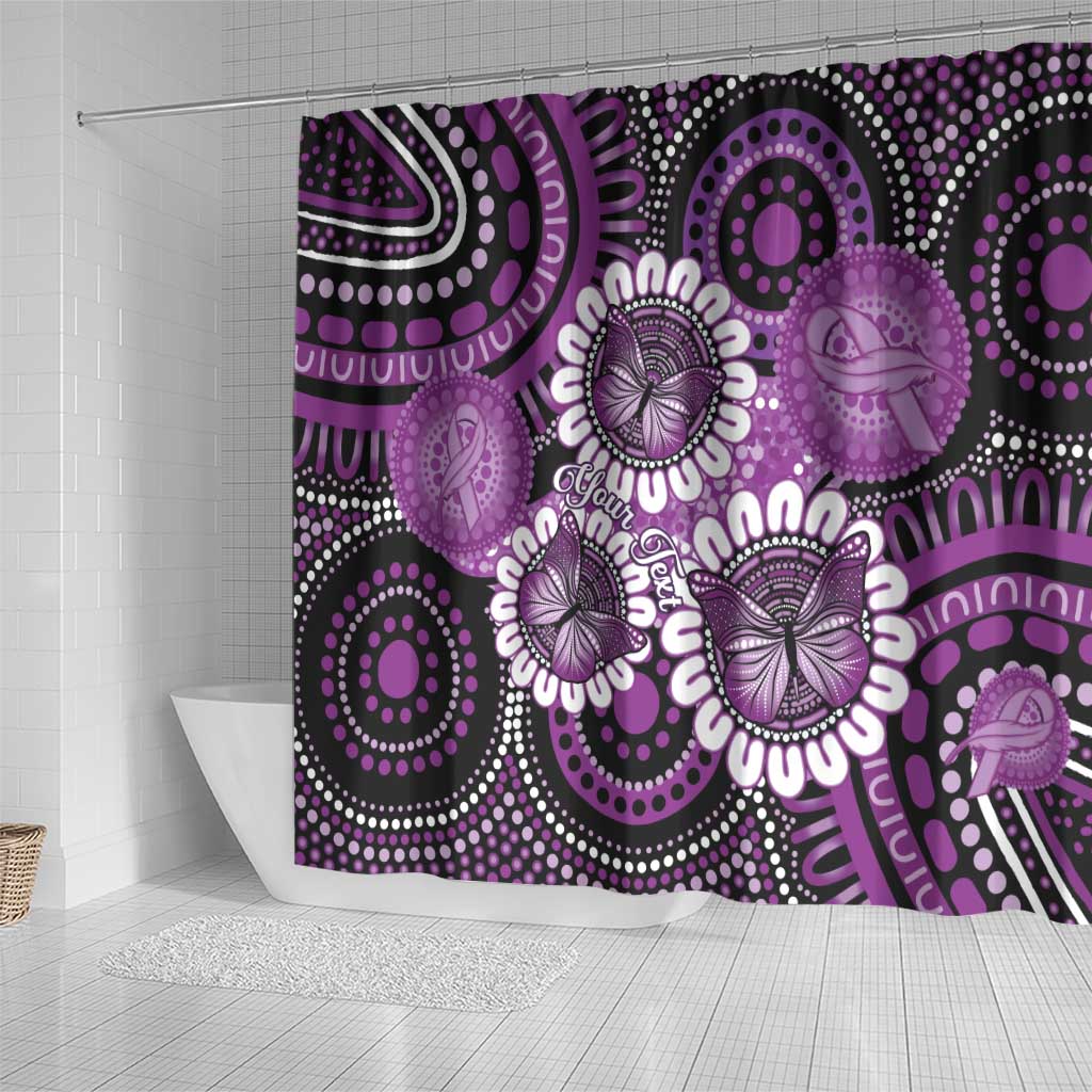 Australia Indigenous Butterflies Personalised Shower Curtain Lupus Awareness Purple Ribbon Aboriginal Art