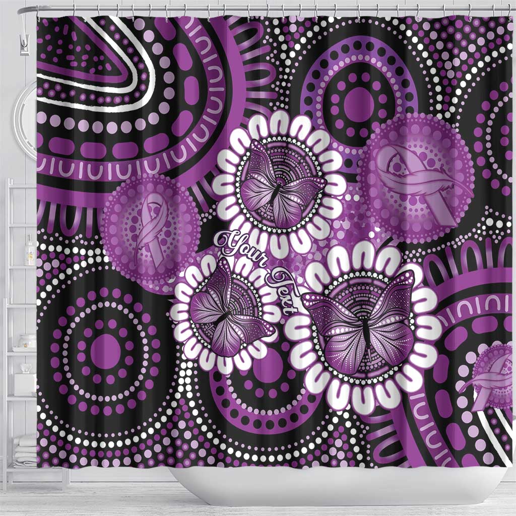 Australia Indigenous Butterflies Personalised Shower Curtain Lupus Awareness Purple Ribbon Aboriginal Art