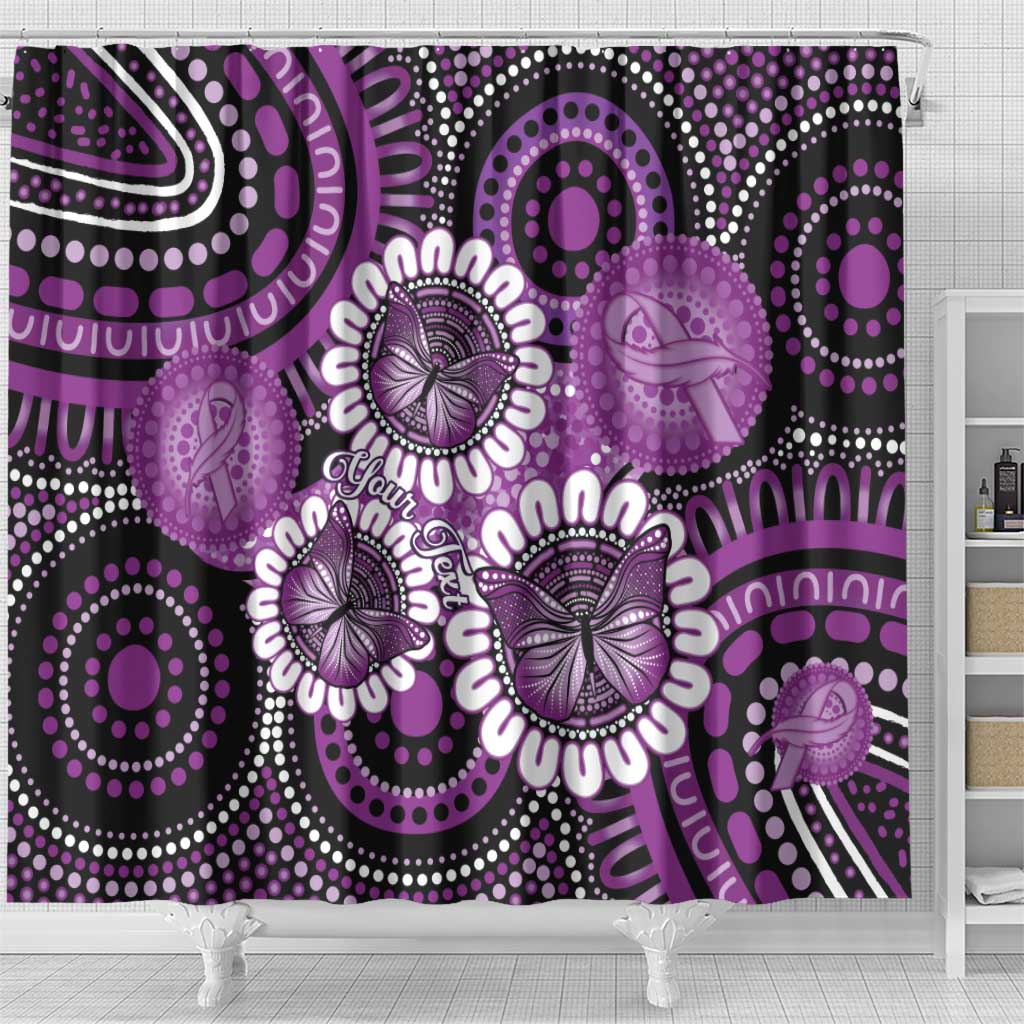 Australia Indigenous Butterflies Personalised Shower Curtain Lupus Awareness Purple Ribbon Aboriginal Art