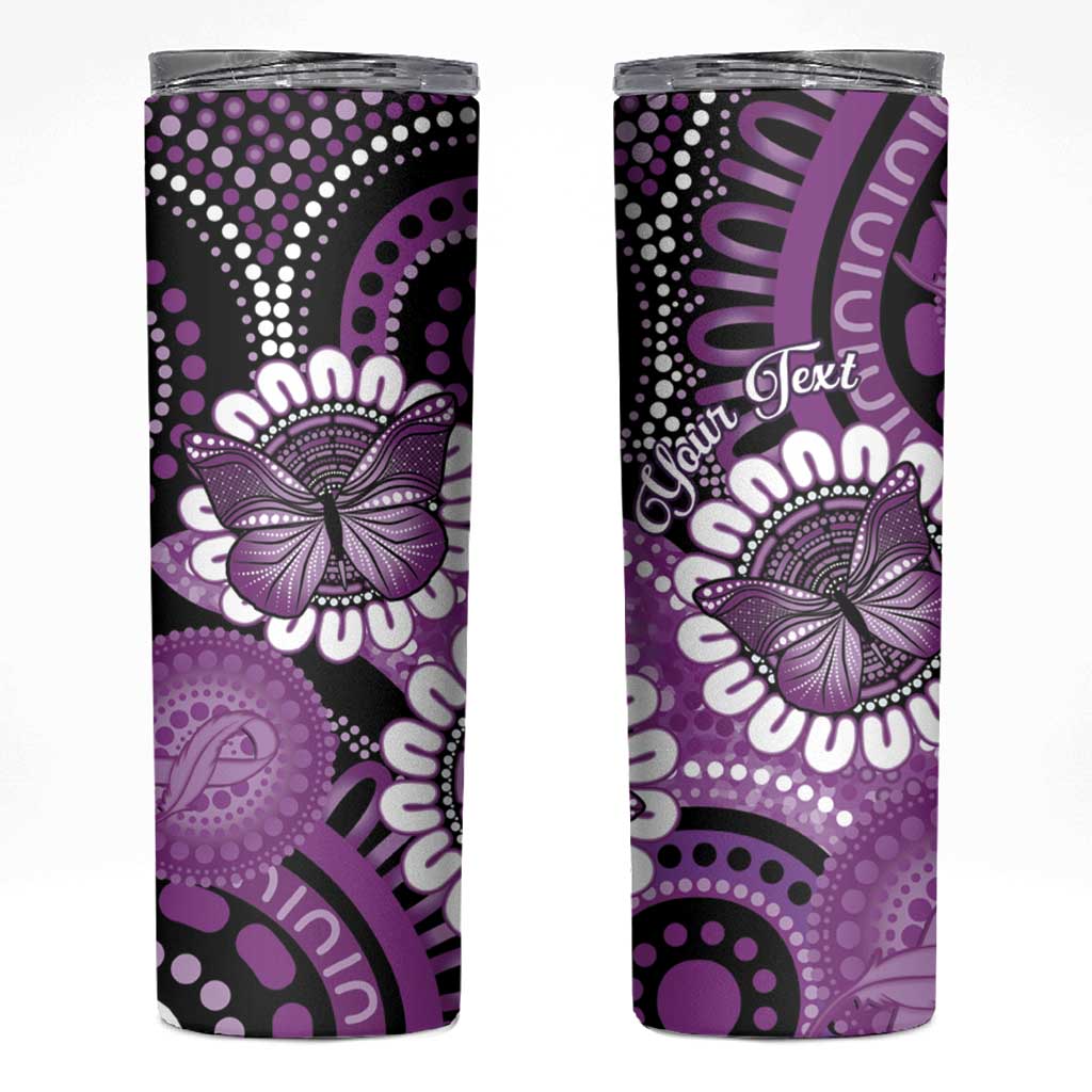 Australia Indigenous Butterflies Personalised Skinny Tumbler Lupus Awareness Purple Ribbon Aboriginal Art