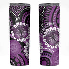 Australia Indigenous Butterflies Personalised Skinny Tumbler Lupus Awareness Purple Ribbon Aboriginal Art