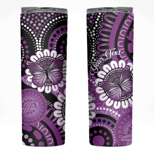 Australia Indigenous Butterflies Personalised Skinny Tumbler Lupus Awareness Purple Ribbon Aboriginal Art