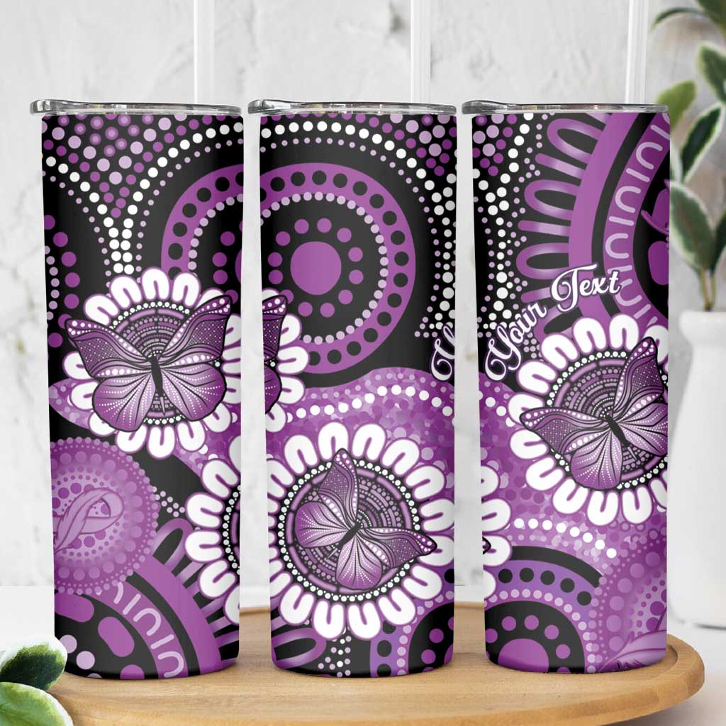 Australia Indigenous Butterflies Personalised Skinny Tumbler Lupus Awareness Purple Ribbon Aboriginal Art