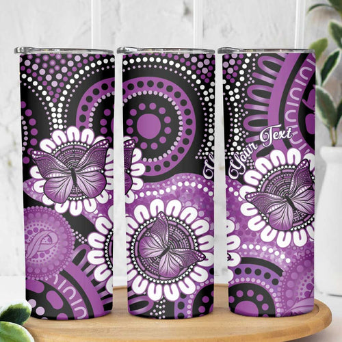 Australia Indigenous Butterflies Personalised Skinny Tumbler Lupus Awareness Purple Ribbon Aboriginal Art