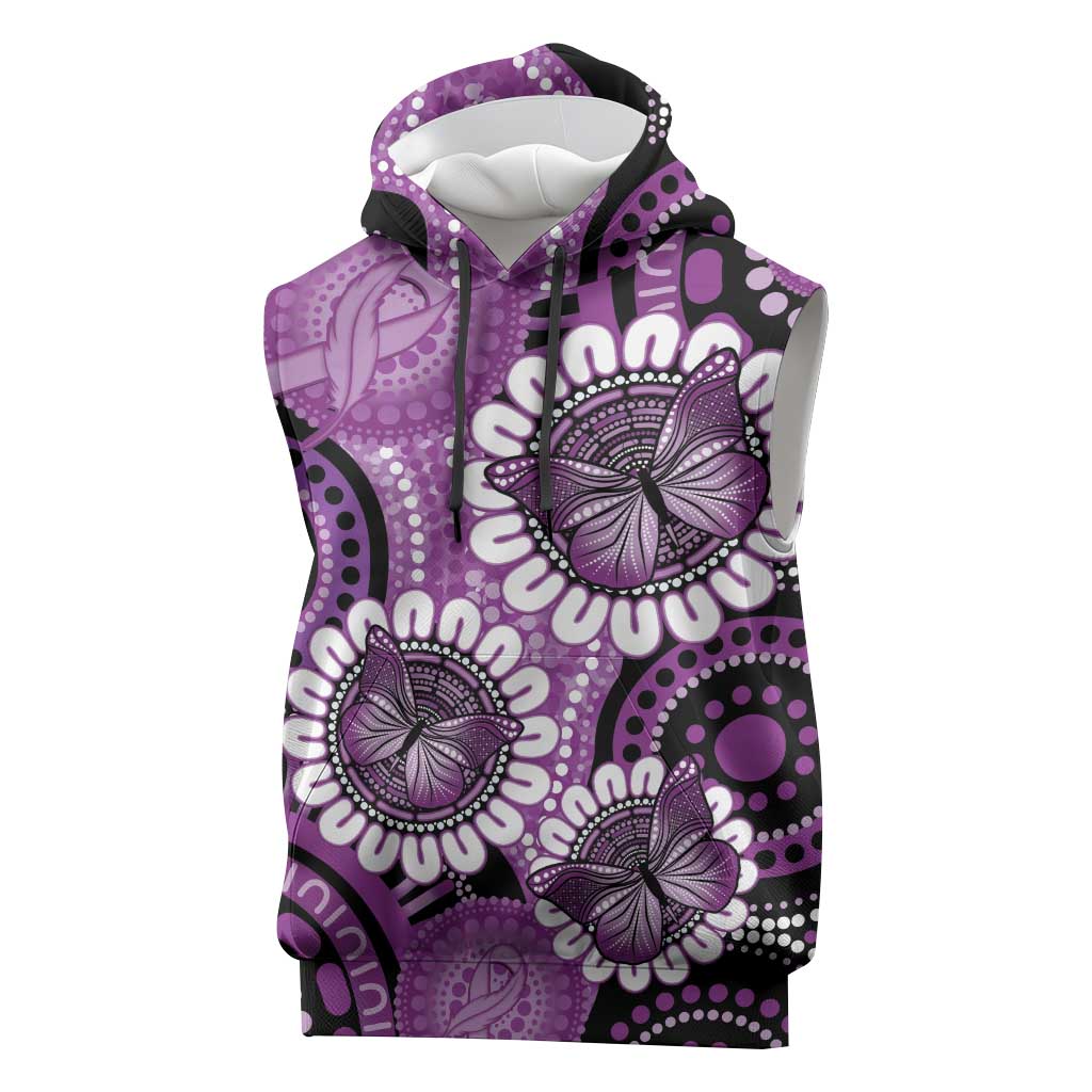 Australia Indigenous Butterflies Personalised Sleeveless Hoodie Lupus Awareness Purple Ribbon Aboriginal Art
