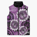 Australia Indigenous Butterflies Personalised Sleeveless Puffer Jacket Lupus Awareness Purple Ribbon Aboriginal Art