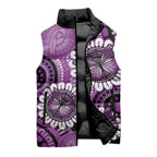 Australia Indigenous Butterflies Personalised Sleeveless Puffer Jacket Lupus Awareness Purple Ribbon Aboriginal Art