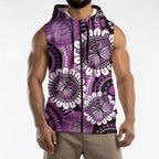 Australia Indigenous Butterflies Personalised Sleeveless Zip Hoodie Lupus Awareness Purple Ribbon Aboriginal Art