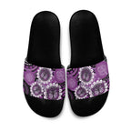 Australia Indigenous Butterflies Personalised Slide Sandals Lupus Awareness Purple Ribbon Aboriginal Art