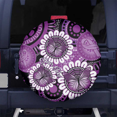 Australia Indigenous Butterflies Personalised Spare Tire Cover Lupus Awareness Purple Ribbon Aboriginal Art