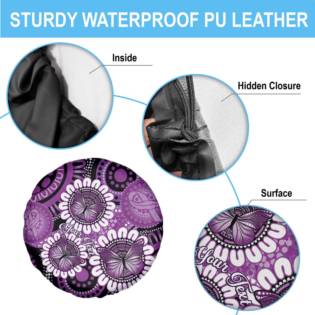 Australia Indigenous Butterflies Personalised Spare Tire Cover Lupus Awareness Purple Ribbon Aboriginal Art