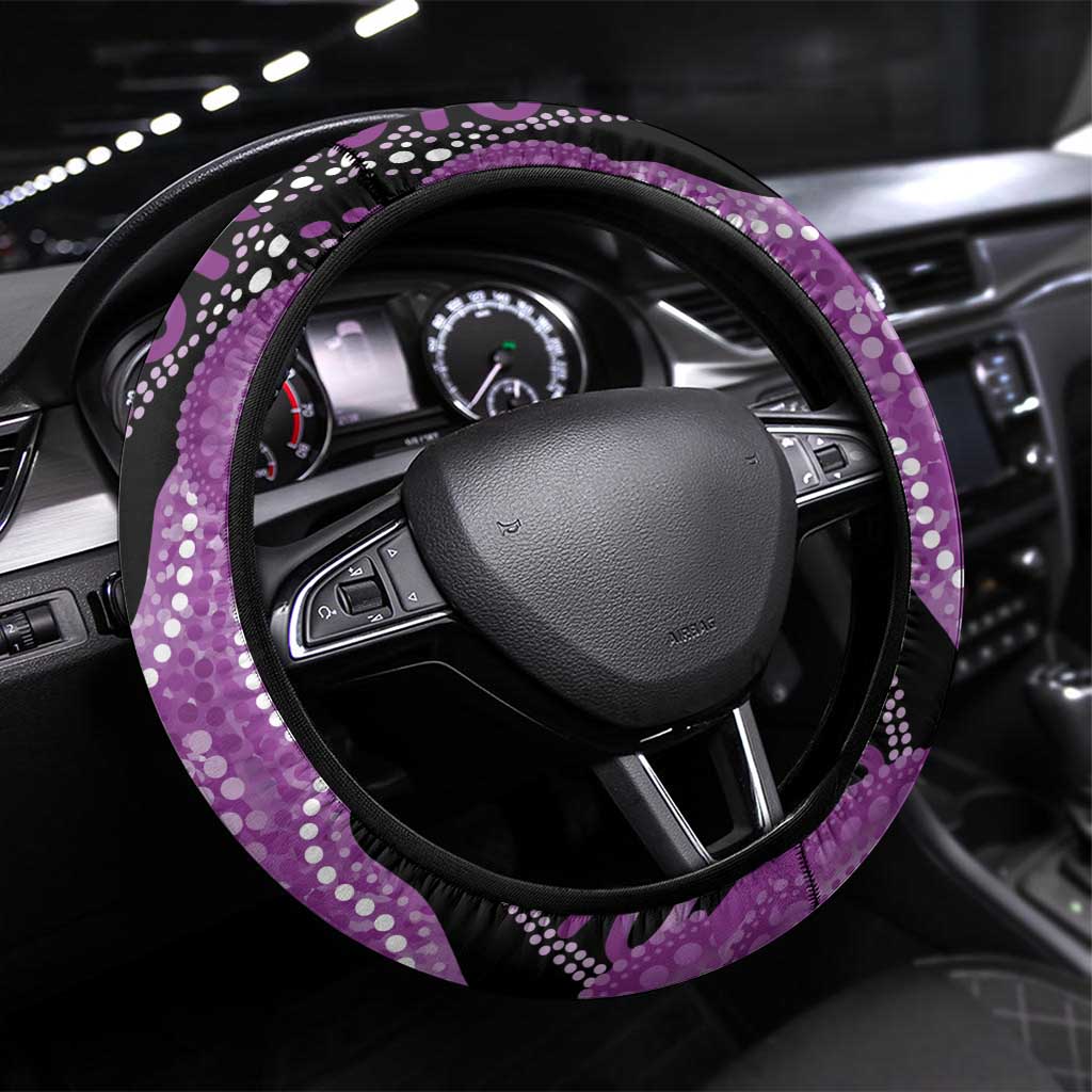 Australia Indigenous Butterflies Steering Wheel Cover Lupus Awareness Purple Ribbon Aboriginal Art