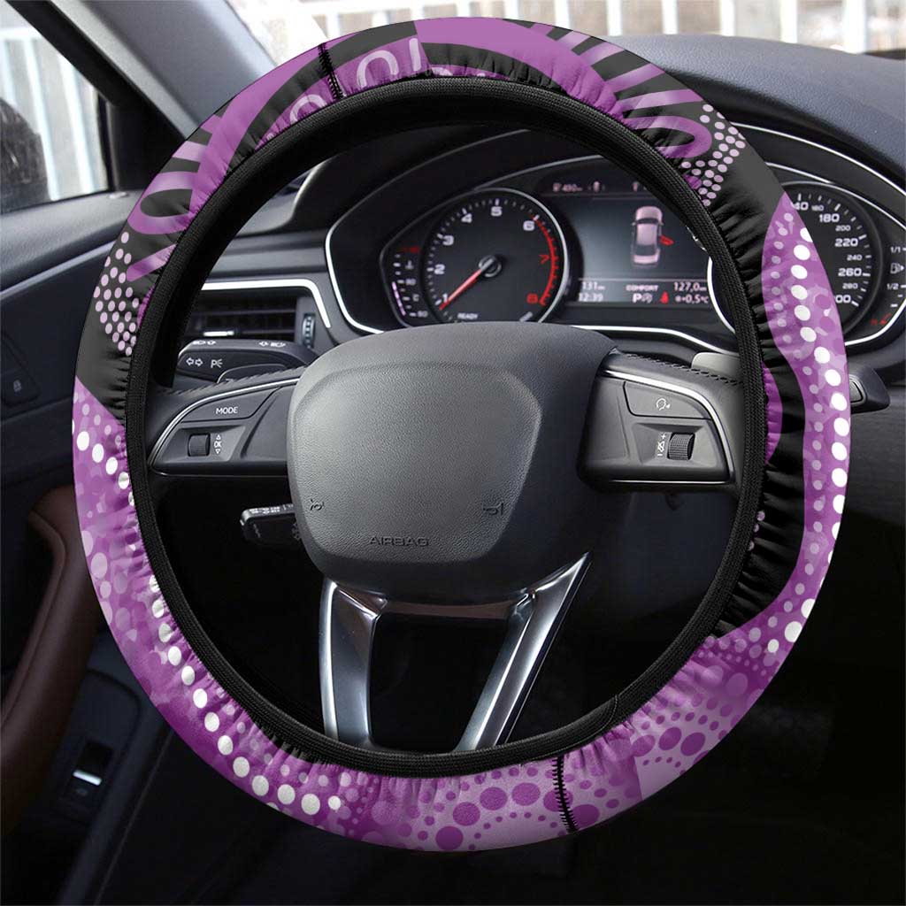 Australia Indigenous Butterflies Steering Wheel Cover Lupus Awareness Purple Ribbon Aboriginal Art