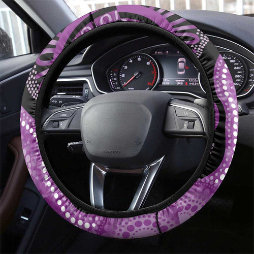 Australia Indigenous Butterflies Steering Wheel Cover Lupus Awareness Purple Ribbon Aboriginal Art
