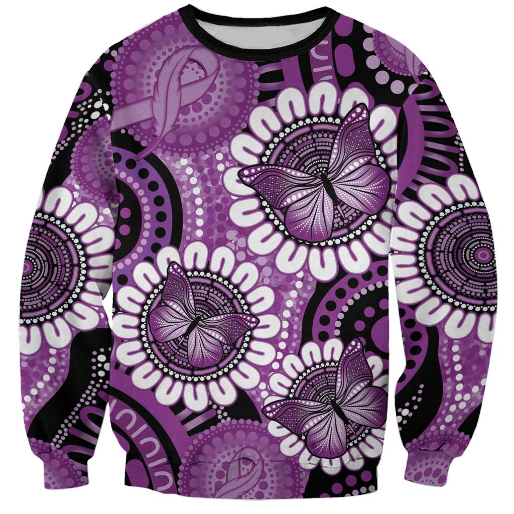 Australia Indigenous Butterflies Personalised Sweatshirt Lupus Awareness Purple Ribbon Aboriginal Art