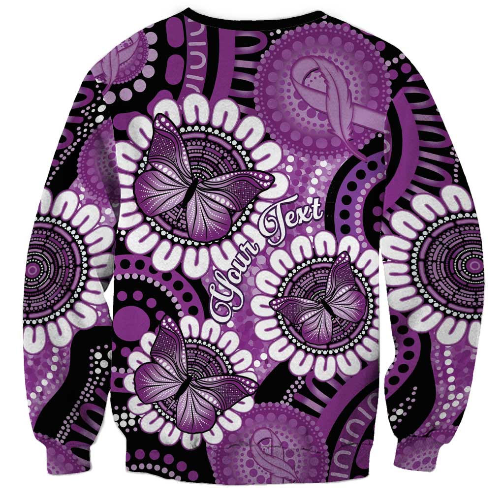 Australia Indigenous Butterflies Personalised Sweatshirt Lupus Awareness Purple Ribbon Aboriginal Art
