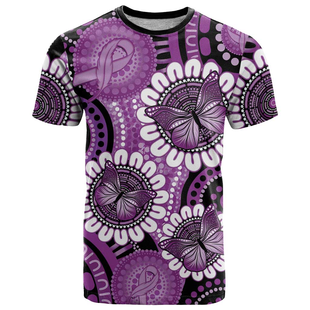 Australia Indigenous Butterflies Personalised T Shirt Lupus Awareness Purple Ribbon Aboriginal Art