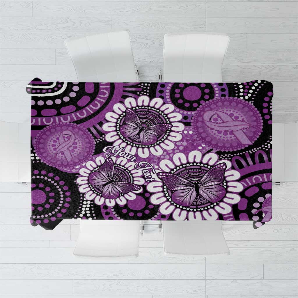 Australia Indigenous Butterflies Personalised Tablecloth Lupus Awareness Purple Ribbon Aboriginal Art