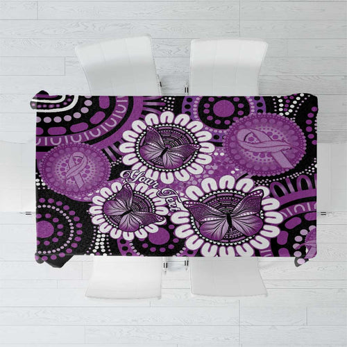 Australia Indigenous Butterflies Personalised Tablecloth Lupus Awareness Purple Ribbon Aboriginal Art