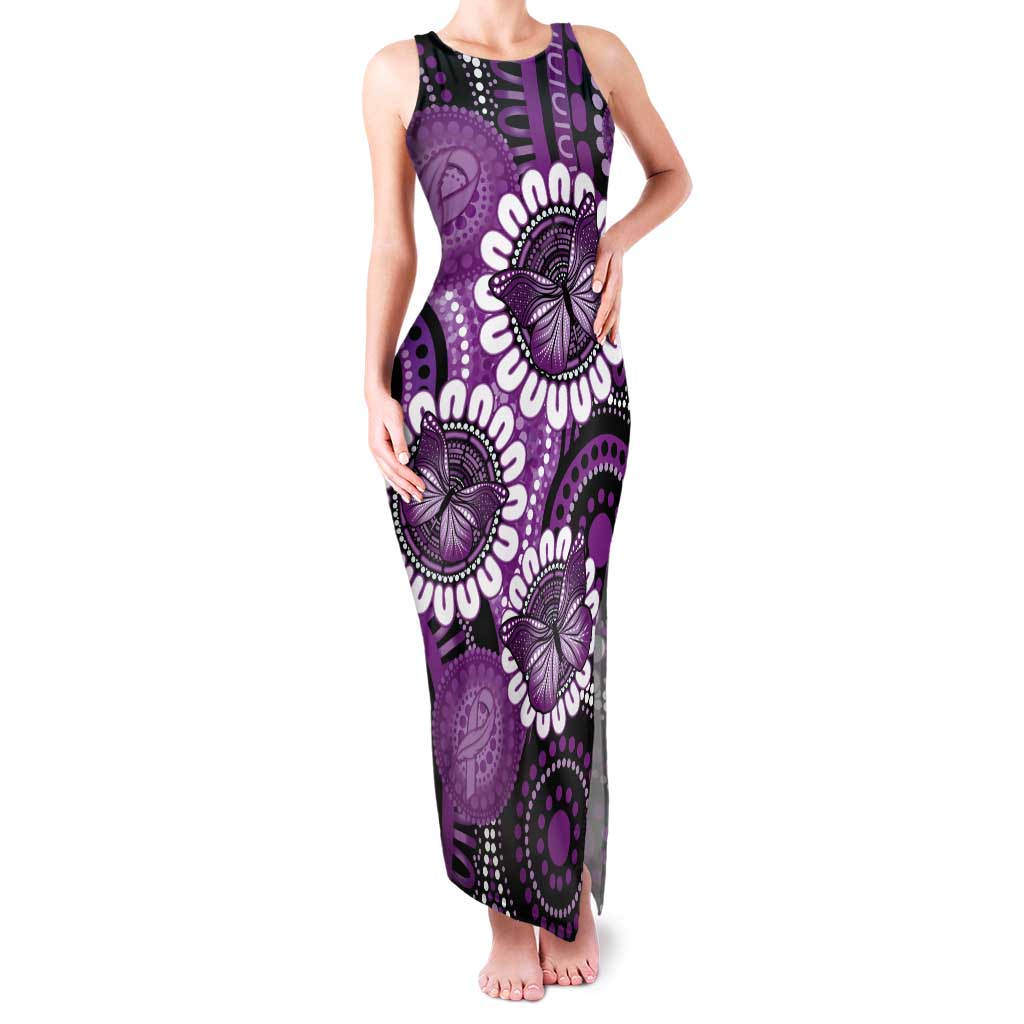 Australia Indigenous Butterflies Personalised Tank Maxi Dress Lupus Awareness Purple Ribbon Aboriginal Art