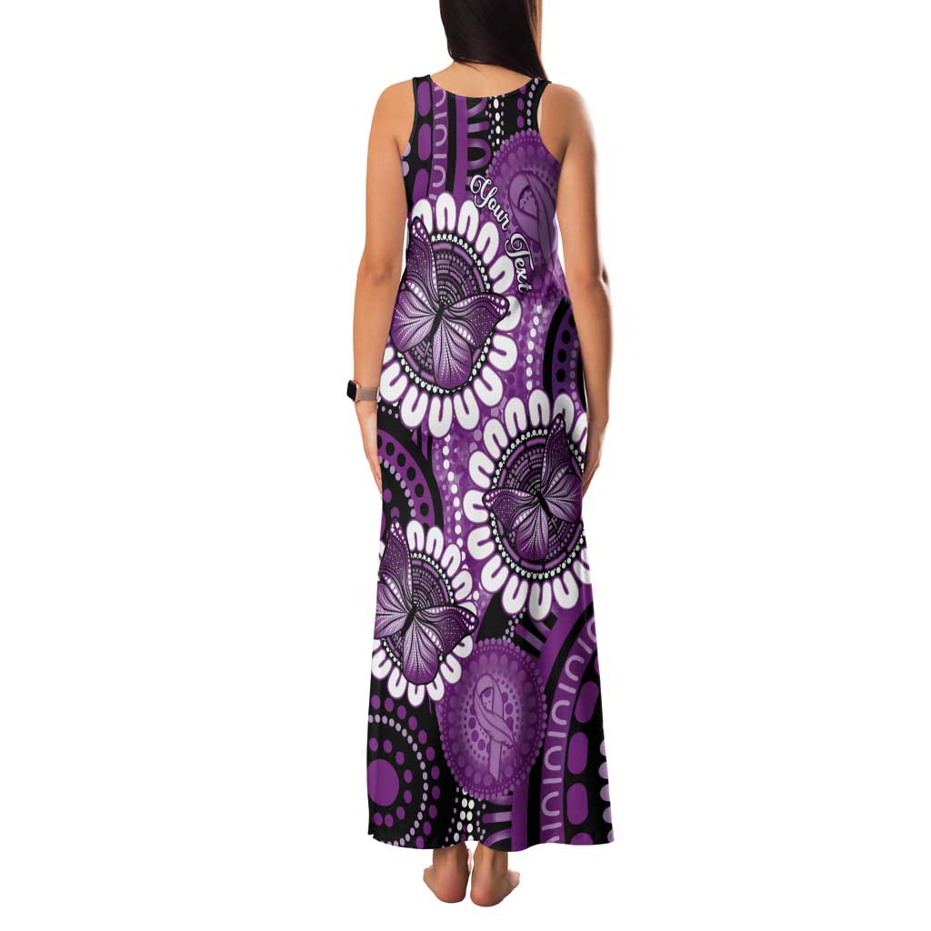 Australia Indigenous Butterflies Personalised Tank Maxi Dress Lupus Awareness Purple Ribbon Aboriginal Art