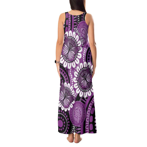 Australia Indigenous Butterflies Personalised Tank Maxi Dress Lupus Awareness Purple Ribbon Aboriginal Art
