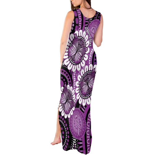 Australia Indigenous Butterflies Personalised Tank Maxi Dress Lupus Awareness Purple Ribbon Aboriginal Art