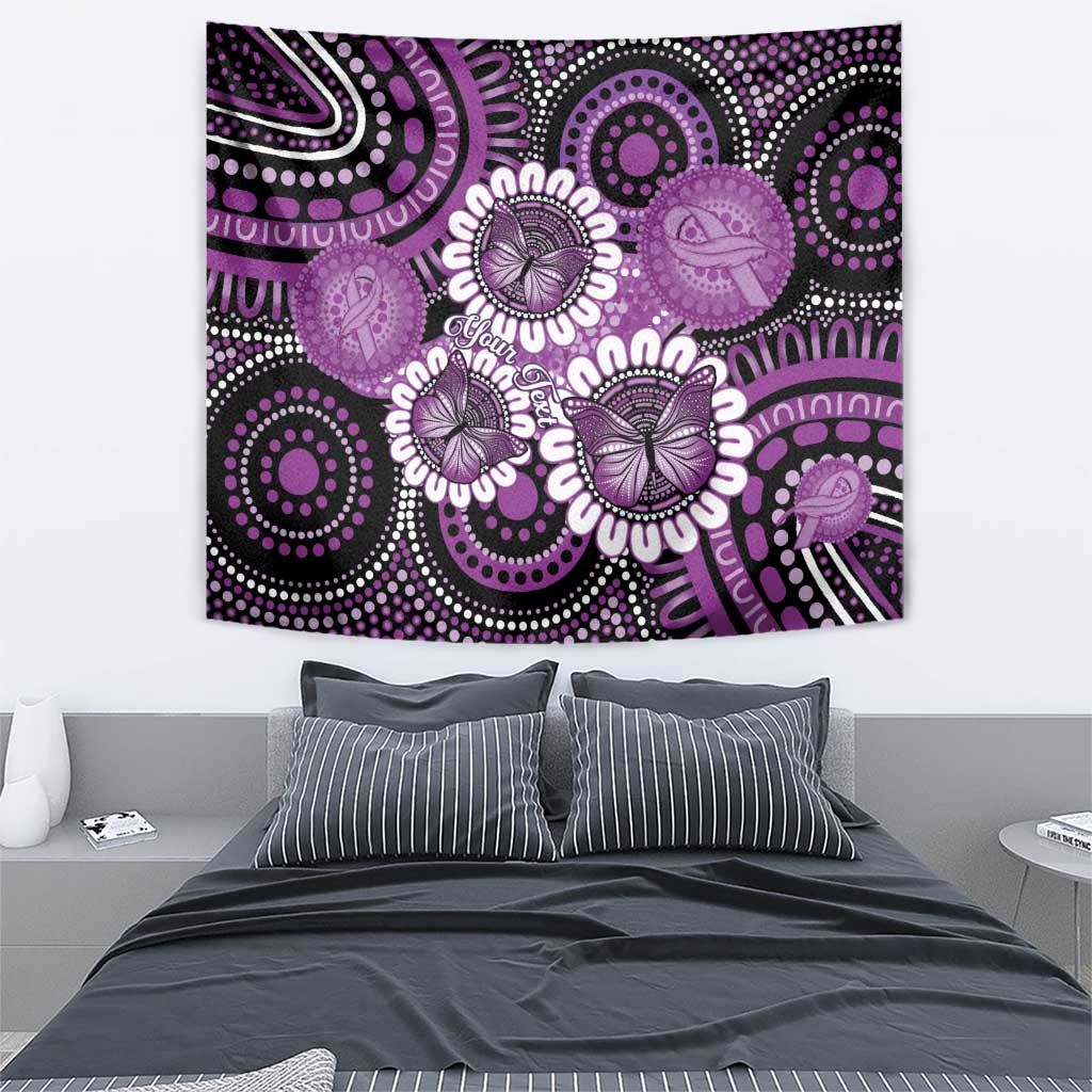 Australia Indigenous Butterflies Personalised Tapestry Lupus Awareness Purple Ribbon Aboriginal Art