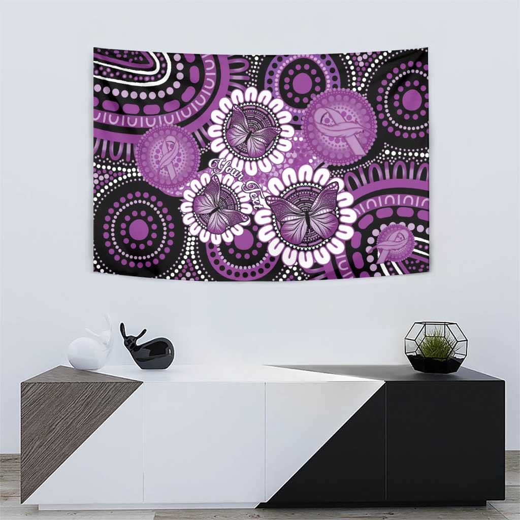 Australia Indigenous Butterflies Personalised Tapestry Lupus Awareness Purple Ribbon Aboriginal Art