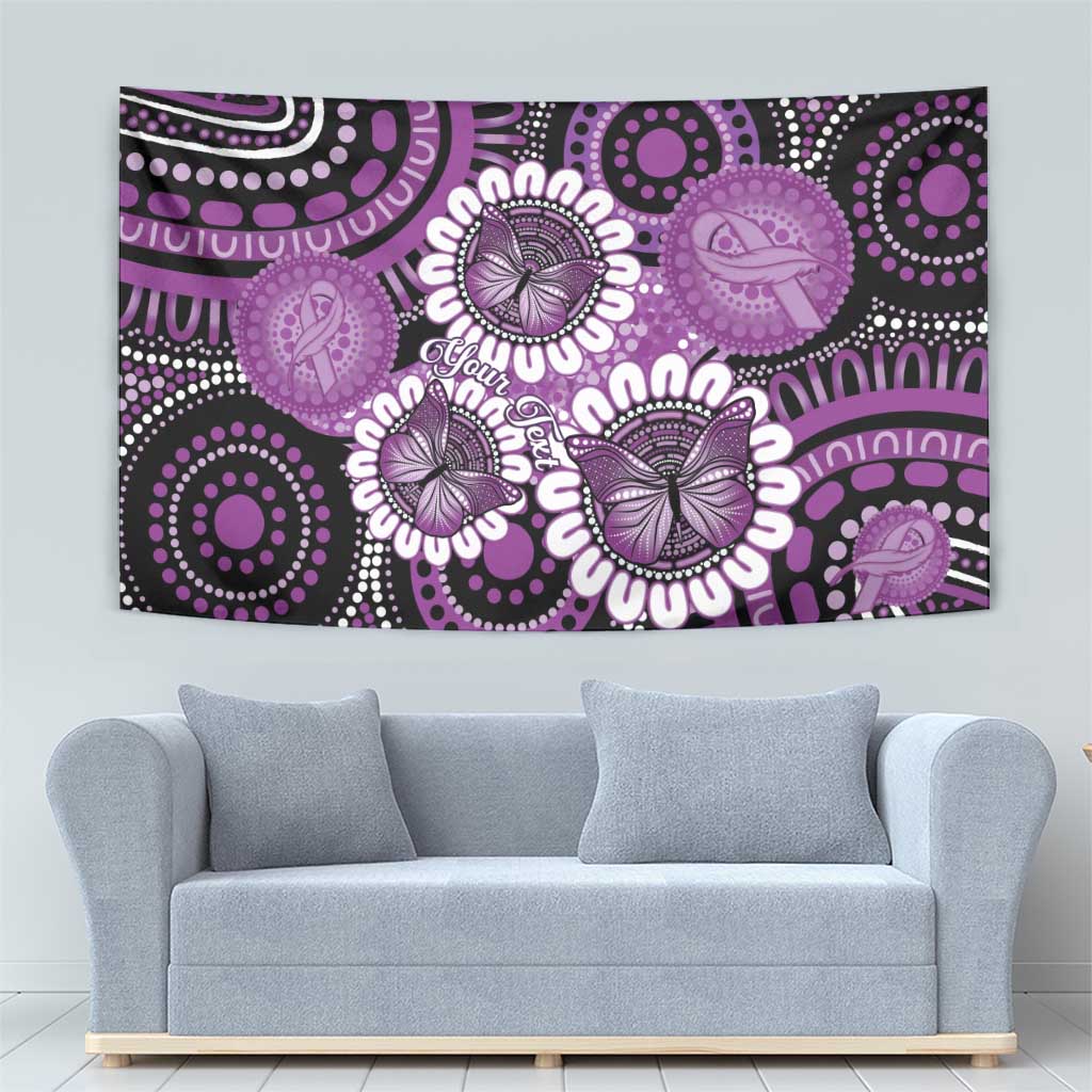 Australia Indigenous Butterflies Personalised Tapestry Lupus Awareness Purple Ribbon Aboriginal Art