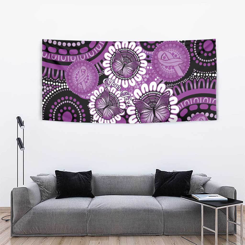 Australia Indigenous Butterflies Personalised Tapestry Lupus Awareness Purple Ribbon Aboriginal Art