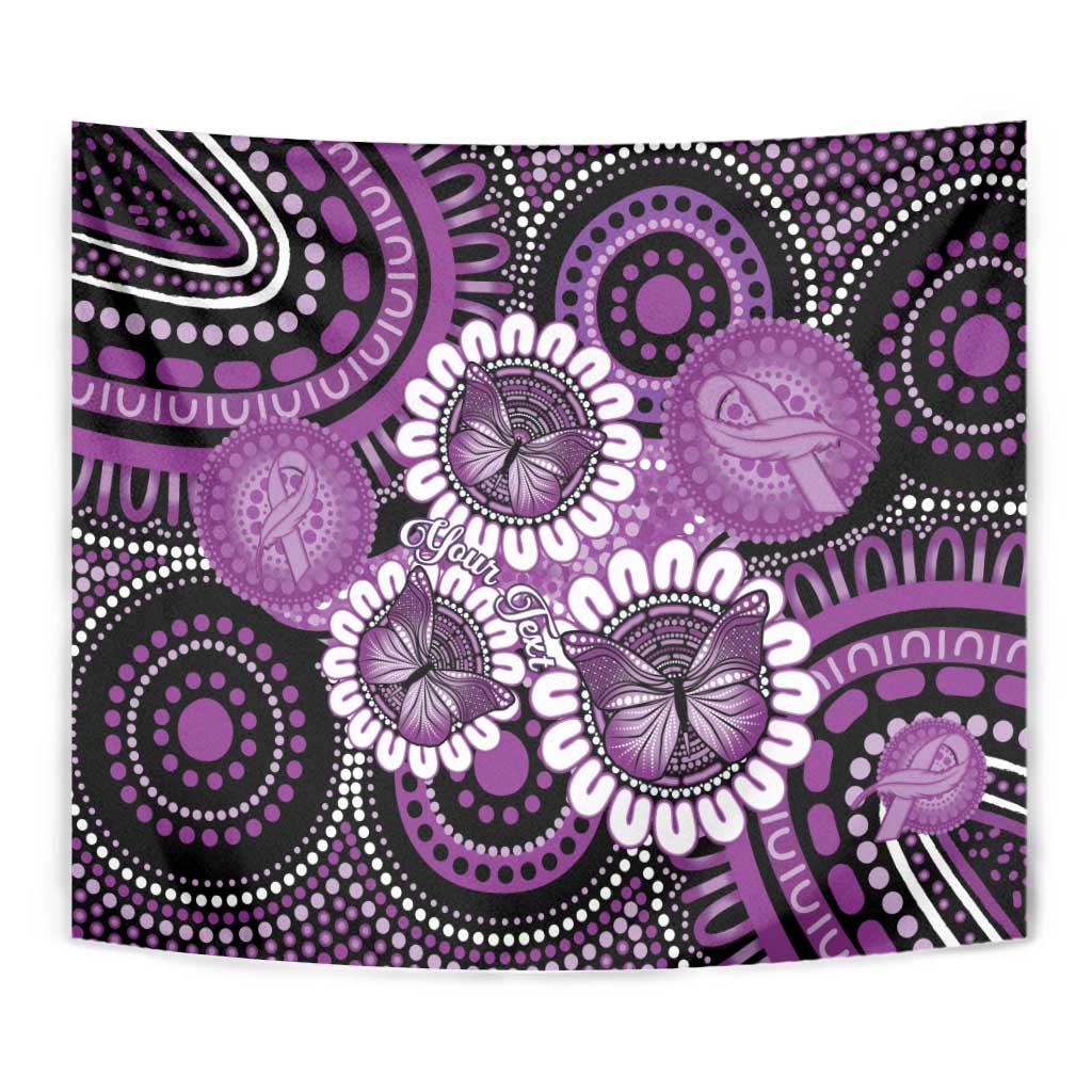 Australia Indigenous Butterflies Personalised Tapestry Lupus Awareness Purple Ribbon Aboriginal Art