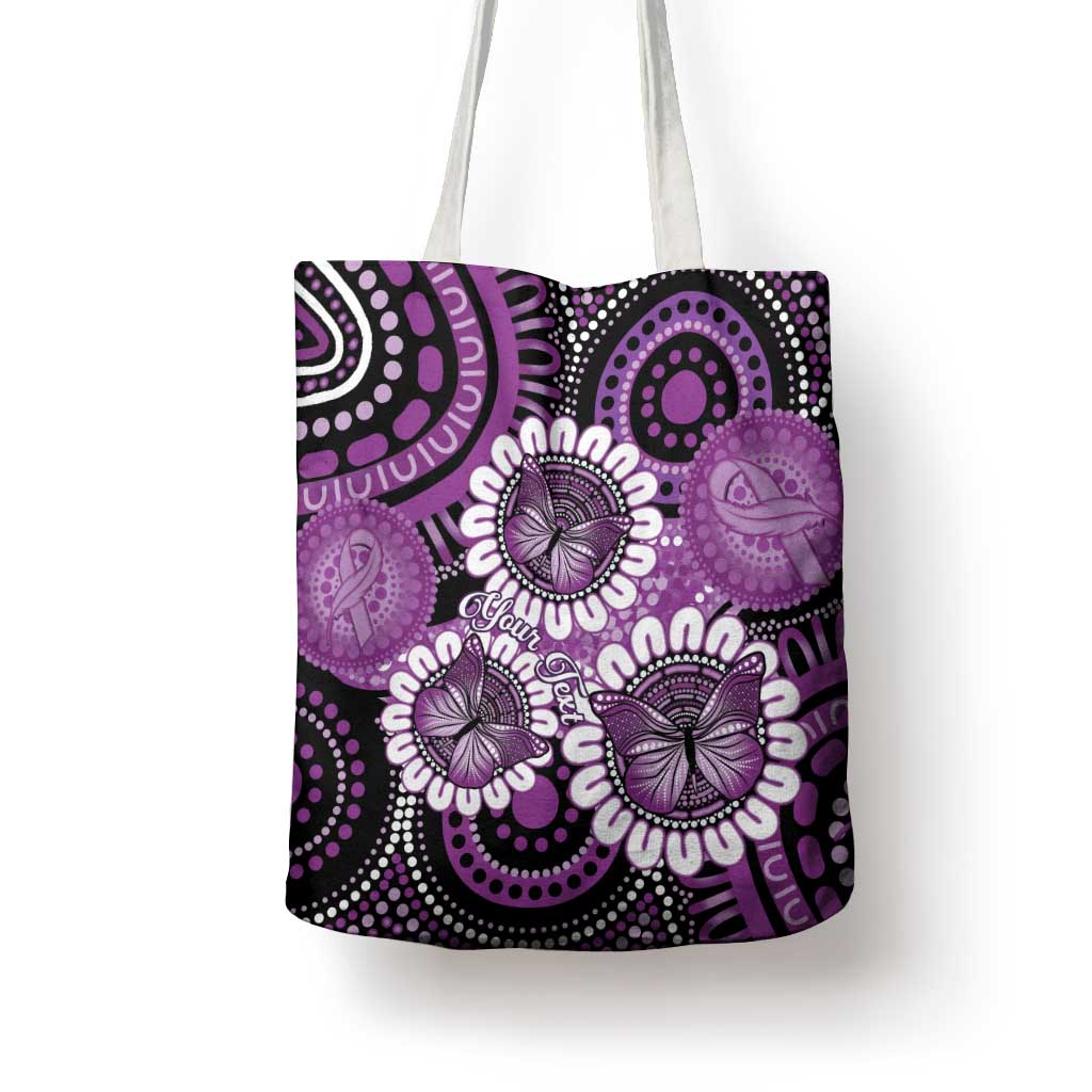 Australia Indigenous Butterflies Personalised Tote Bag Lupus Awareness Purple Ribbon Aboriginal Art