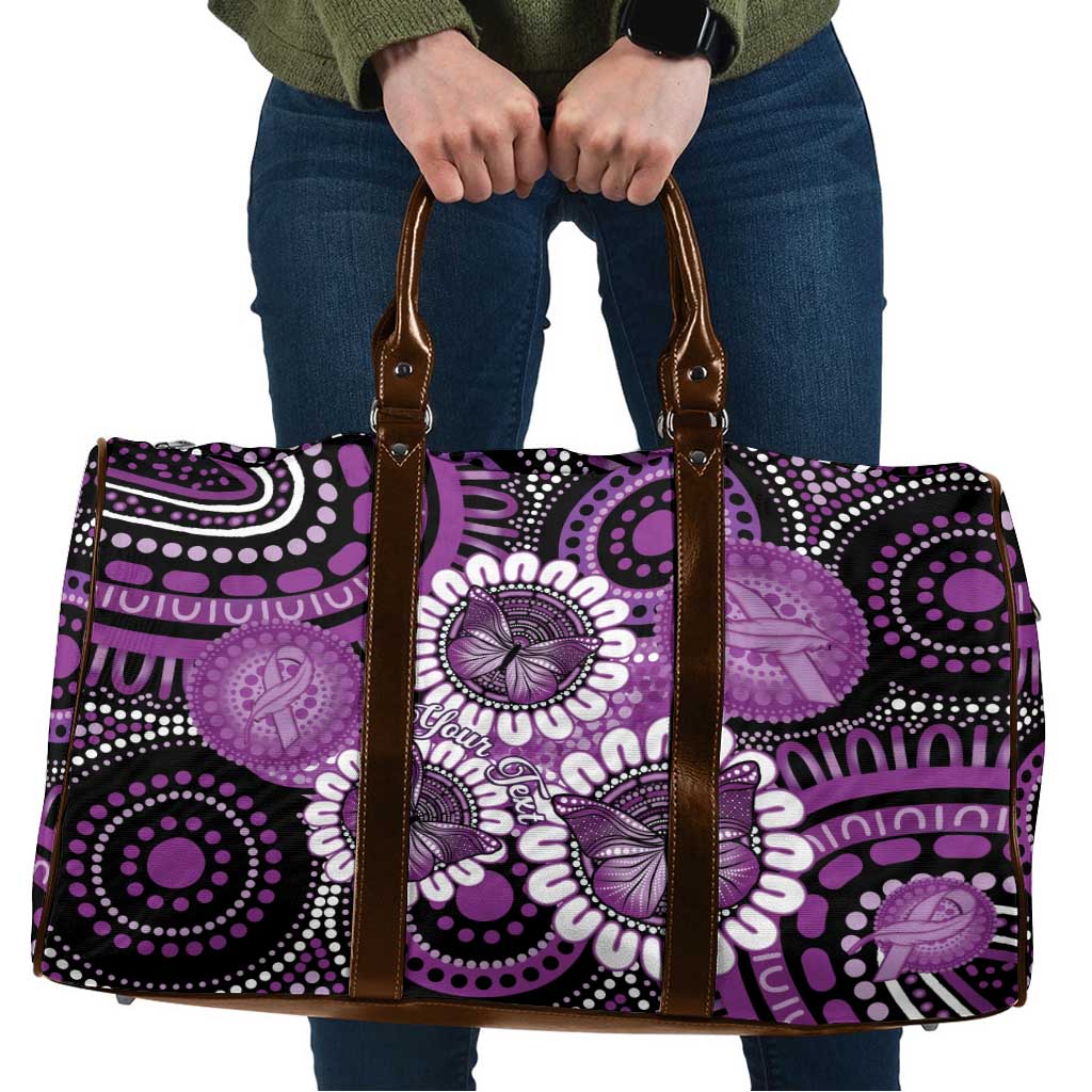 Australia Indigenous Butterflies Personalised Travel Bag Lupus Awareness Purple Ribbon Aboriginal Art