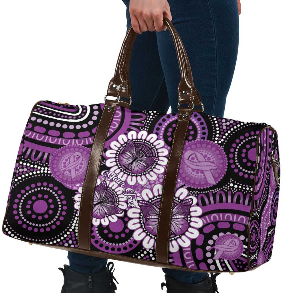 Australia Indigenous Butterflies Personalised Travel Bag Lupus Awareness Purple Ribbon Aboriginal Art