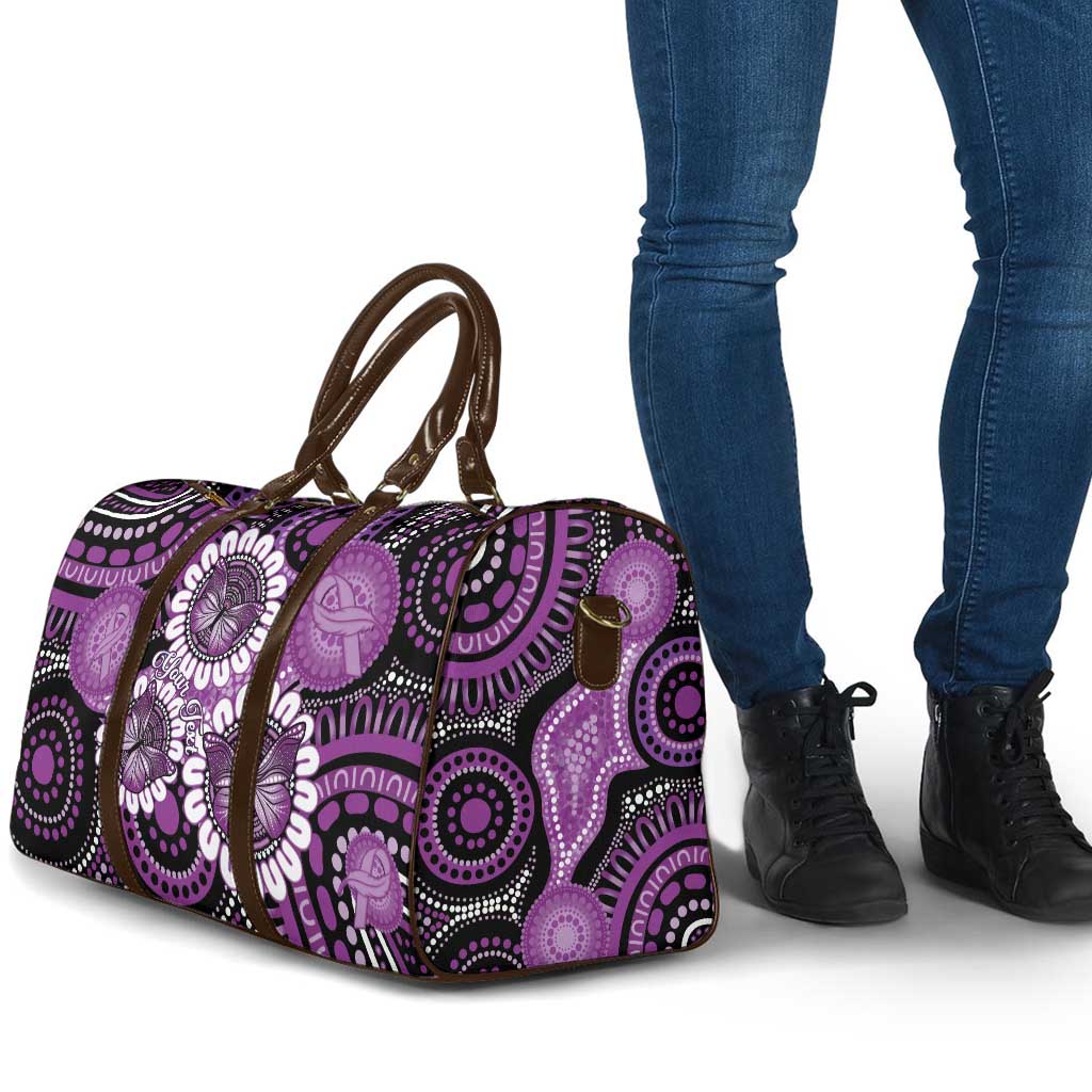 Australia Indigenous Butterflies Personalised Travel Bag Lupus Awareness Purple Ribbon Aboriginal Art