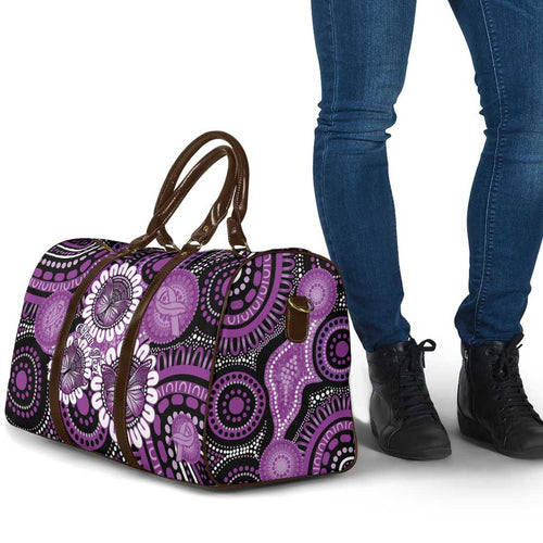 Australia Indigenous Butterflies Personalised Travel Bag Lupus Awareness Purple Ribbon Aboriginal Art