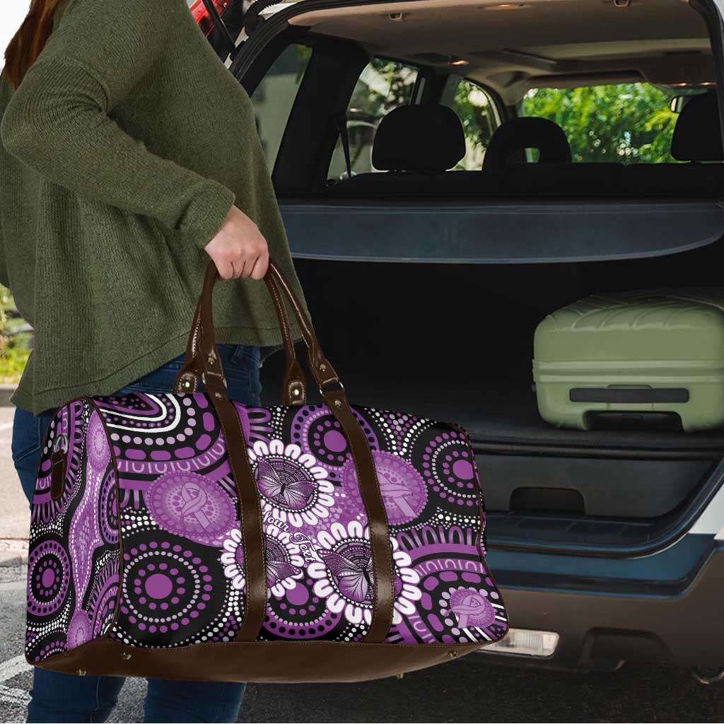 Australia Indigenous Butterflies Personalised Travel Bag Lupus Awareness Purple Ribbon Aboriginal Art