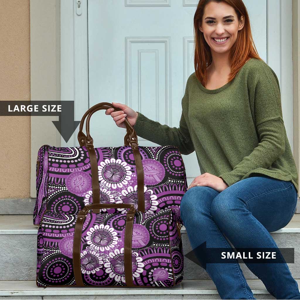 Australia Indigenous Butterflies Personalised Travel Bag Lupus Awareness Purple Ribbon Aboriginal Art