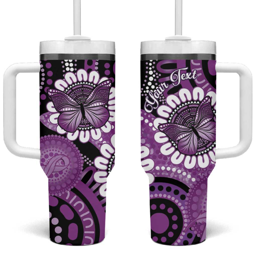 Australia Indigenous Butterflies Personalised Tumbler With Handle Lupus Awareness Purple Ribbon Aboriginal Art