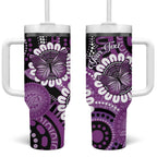 Australia Indigenous Butterflies Personalised Tumbler With Handle Lupus Awareness Purple Ribbon Aboriginal Art