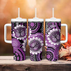 Australia Indigenous Butterflies Personalised Tumbler With Handle Lupus Awareness Purple Ribbon Aboriginal Art