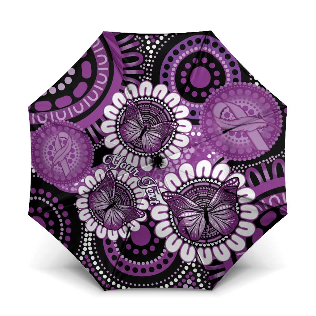 Australia Indigenous Butterflies Personalised Umbrella Lupus Awareness Purple Ribbon Aboriginal Art