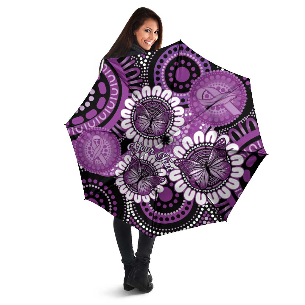 Australia Indigenous Butterflies Personalised Umbrella Lupus Awareness Purple Ribbon Aboriginal Art