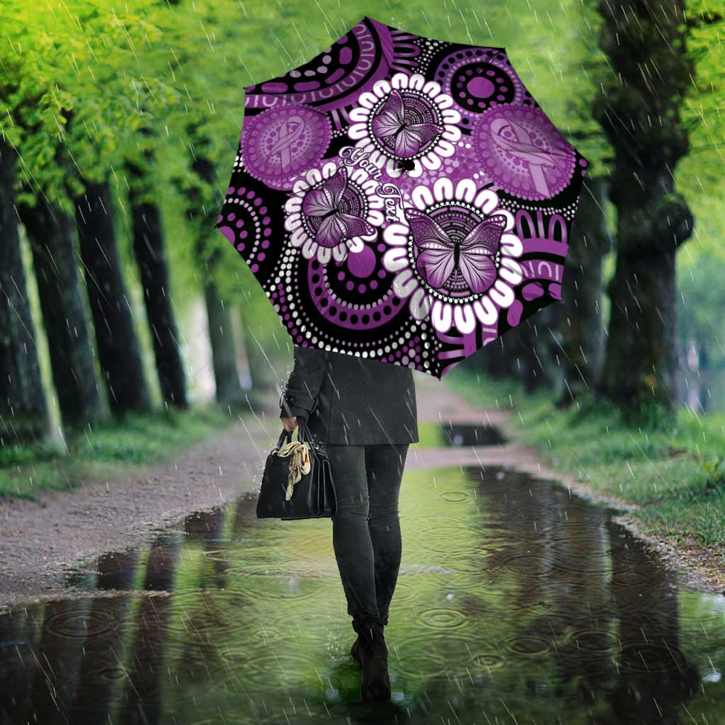 Australia Indigenous Butterflies Personalised Umbrella Lupus Awareness Purple Ribbon Aboriginal Art